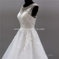 Elegant Vestido De Renda Lace Sleeveless Wedding Dress illusion Back A Line Bridal Gown